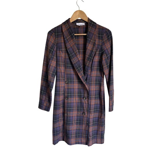 Closet. London Plaid Jacket Red Purple Black US Size 6 - Picture 1 of 7